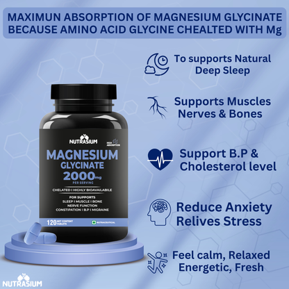 Magnesium Glycinate 2000 mg For Sleep & Relaxation