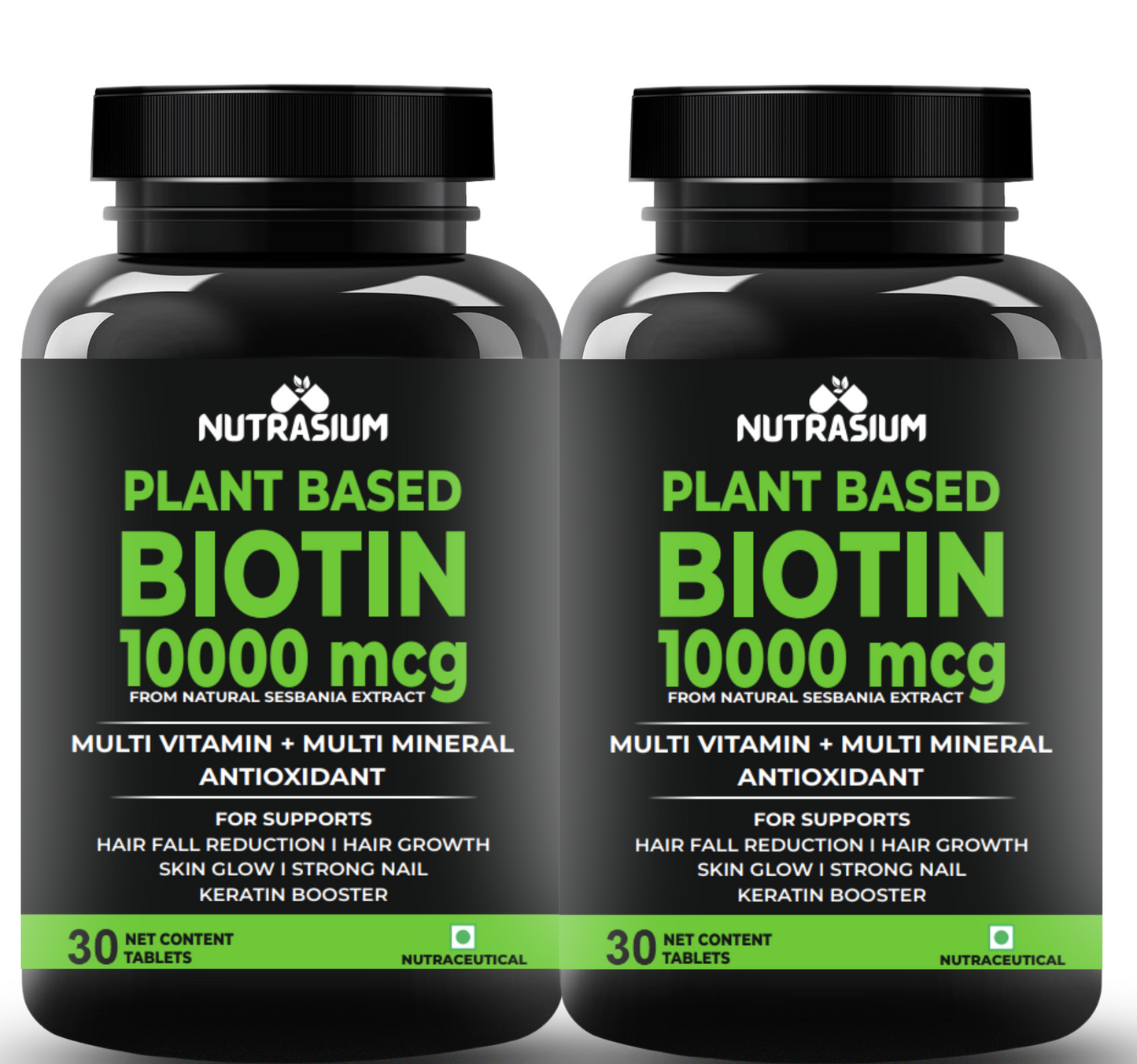 Nutrasium Hair Vitamin With 10000 mcg Plant based Biotin For Hair Growth, Hair Fall Control, Repair Damage Hair, Thick & Strong Hair | 120 Tabletsk