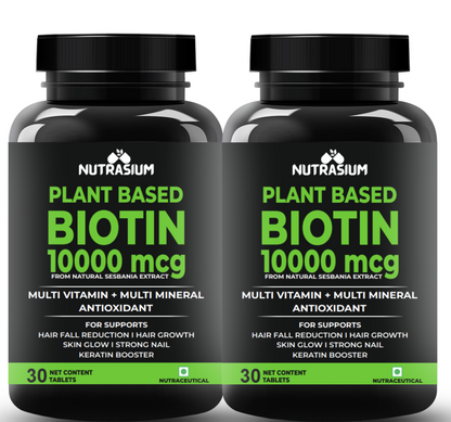 Nutrasium Hair Vitamin With 10000 mcg Plant based Biotin For Hair Growth, Hair Fall Control, Repair Damage Hair, Thick & Strong Hair | 120 Tabletsk